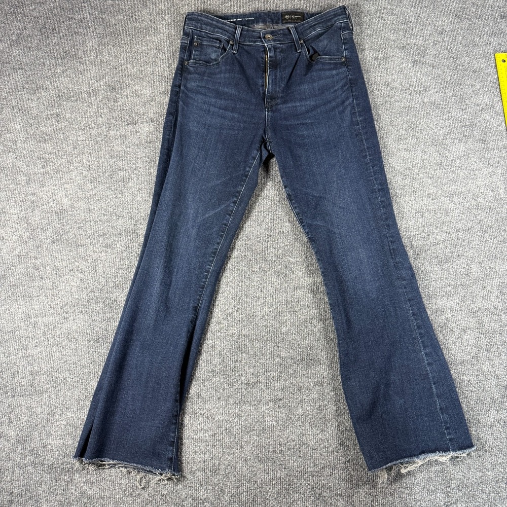 AG Jeans Womens 29 Blue Farrah Boot Crop High Rise Raw Hem Stretch Denim Slim
